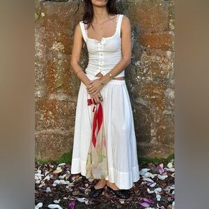 Free People Flowy Cotton Midi Skirt Beach Vacation Resortwear Feminine Casual